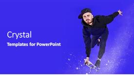  Presentation with rides - Cool new PPT theme with winter-activities-cool-young-man backdrop and a cobalt blue colored foreground