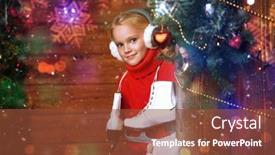  Presentation with spruce - Audience pleasing slide set consisting of winter-activities-happy-girl-child backdrop and a tawny brown colored foreground