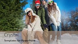  Presentation with friends eating and drinking wine - Presentation enhanced with winter-activities-portrait-of-cheerful background and a coral colored foreground