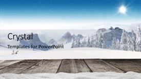  Presentation with alpine - Presentation featuring winter alpine high mountains ideal background and a light blue colored foreground