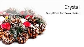  Presentation with christmas borders winter - Presentation design featuring winter and christmas wreath object background and a  colored foreground