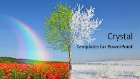  Presentation with winter blue - Audience pleasing slide set consisting of winter and spring landscape backdrop and a light blue colored foreground