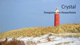  Presentation with dutch - Amazing PPT theme having winter at the coast from dutch wadden island texel with lighthouse backdrop and a light blue colored foreground