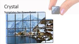  Presentation with puzzle - Slide deck featuring sky and sunset with the field on which the grass grows background and a wine colored foreground