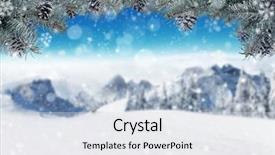  Presentation with winter road and branch - Slide set with winter background with fir branches background and a  colored foreground