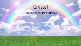  Presentation with sky rainbow - PPT layouts consisting of winter barley - green field and rainbow background and a light blue colored foreground