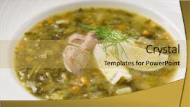  Presentation with soup - Theme with winter barley - soup with egg and meat background and a  colored foreground