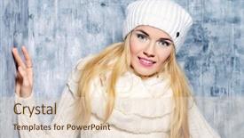  Presentation with beauty cosmetics - PPT layouts featuring winter beauty cosmetics beautiful blonde girl wearing white winter clothes smiling at camera winter fashion concept background and a lemonade colored foreground