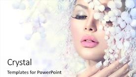  Presentation with winter ice - PPT theme with winter beauty woman beautiful fashion background and a sky blue colored foreground
