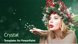  Presentation with snowflakes - Theme with winter-beauty-woman-charming-christmas background and a tawny brown colored foreground