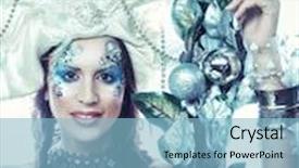  Presentation with winter ice - Slide deck enhanced with winter beauty woman holiday makeup background and a light blue colored foreground
