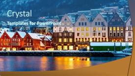  Presentation with merchandise - PPT layouts having winter-bergen-city-with-famous background and a ocean colored foreground