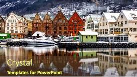  Presentation with merchandise - Presentation enhanced with winter-bergen-city-with-famous background and a tawny brown colored foreground