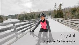  Presentation with sport - Slide deck having winter-bike-sport-fun-happy background and a light gray colored foreground