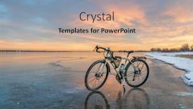  Presentation with touring - Slide set with winter-biking-touring-or-commuting background and a coral colored foreground