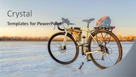  Presentation with ponds - Beautiful PPT theme featuring winter-biking-touring-or-commuting backdrop and a light blue colored foreground