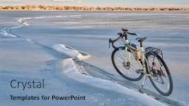  Presentation with touring - Presentation design enhanced with winter-biking-touring-or-commuting background and a light blue colored foreground