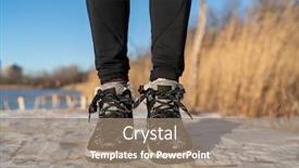  Presentation with winter ice - PPT layouts featuring winter-boots-woman-walking background and a coral colored foreground