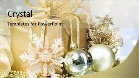  Presentation with gift - Beautiful theme featuring winter border - christmas gift backdrop and a lemonade colored foreground