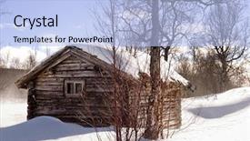  Presentation with winter scene - Slides enhanced with winter cabin in winter scene background and a light blue colored foreground