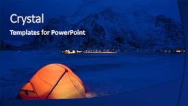  Presentation with camping - Slide deck featuring winter camping in lofoten archipelago background and a navy blue colored foreground