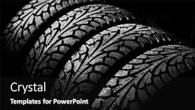  Presentation with tyre - Presentation theme having winter car tyre on a black background background and a black colored foreground