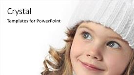  Presentation with hat - PPT layouts enhanced with winter children - cute little girl in warm background and a white colored foreground