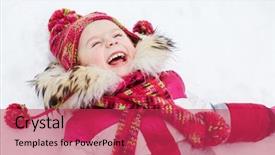  Presentation with dust of snow - Beautiful slide set featuring winter children - laughing little girl lies backdrop and a  colored foreground