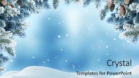  Presentation with fir tree - Beautiful slide deck featuring winter christmas background with fir backdrop and a light blue colored foreground