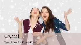  Presentation with christmas borders winter - PPT theme enhanced with winter christmas people and holidays background and a soft green colored foreground