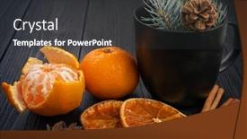  Presentation with black stars - Slide deck with winter-christmas-still-life-tangerines background and a dark gray colored foreground