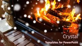  Presentation with fire - PPT theme with winter-christmas-warmth-fire background and a wine colored foreground