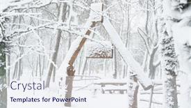  Presentation with blizzard - Presentation design enhanced with winter-city-park-entrance-trees background and a sky blue colored foreground