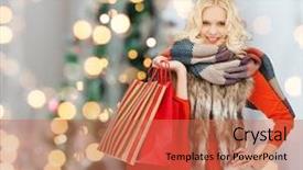  Presentation with christmas holidays - Theme enhanced with winter clothes with red shopping background and a coral colored foreground