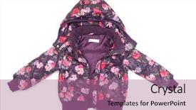  Presentation with childrens - Slide set enhanced with winter coat - childrens jacket isolated on white background and a coral colored foreground