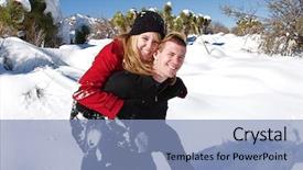  Presentation with young people diversity - Beautiful theme featuring winter coat - young people enjoy a fresh backdrop and a  colored foreground