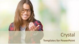  Presentation with over come challanges - Beautiful PPT layouts featuring winter coming - young beautiful brunette woman wearing backdrop and a soft green colored foreground