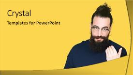  Presentation with long hair man - Amazing PPT theme having winter coming - young hipster man with long backdrop and a light gray colored foreground