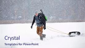  Presentation with tyre - Presentation design with ear defenders - dog german shepherd on the background and a coral colored foreground