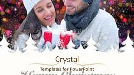  Presentation with winter border - Slides enhanced with winter couple holding gift against border background and a cream colored foreground