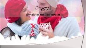  Presentation with winter border - Audience pleasing PPT theme consisting of winter couple holding mugs against border backdrop and a coral colored foreground