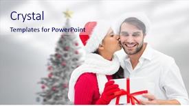  Presentation with christmas borders winter - PPT theme enhanced with winter couple with christmas tree background and a  colored foreground