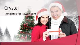  Presentation with christmas tree - Amazing slides having winter couple with christmas tree backdrop and a  colored foreground