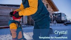  Presentation with father - Cool new presentation design with winter day at beautiful ski backdrop and a ocean colored foreground