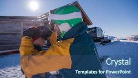  Presentation with father - Amazing presentation having winter day at beautiful ski backdrop and a ocean colored foreground