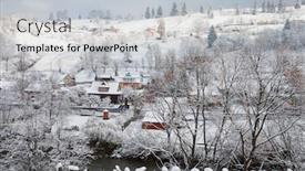  Presentation with ukraine - Beautiful presentation theme featuring winter day in the village carpathian mountains vorokhta ukraine backdrop and a light gray colored foreground
