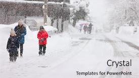  Presentation with winter family - Audience pleasing slide set consisting of winter day walking under heavy backdrop and a white colored foreground