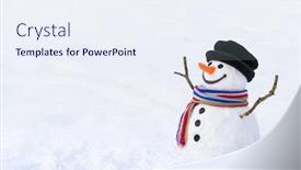  Presentation with snowman - Amazing presentation theme having winter dream of children funny snowman with a colorful scarf copy space for text backdrop and a sky blue colored foreground