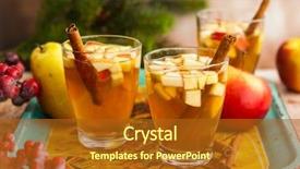  Presentation with apple wine - Presentation theme consisting of winter drink with apple background and a gold colored foreground