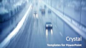  Presentation with driving road - Cool new PPT layouts with winter driving - image of cars backdrop and a teal colored foreground